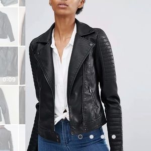 SOLD Noisy May Leather Look Biker Jacket All Black